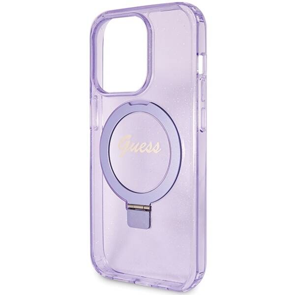 GUESS GUHMP15XHRSGU IPHONE 15 PRO MAX 6.7 "PURPLE/PURPLE HARDCASE RING STAND SCRIPT GLITTER MAGSAFE