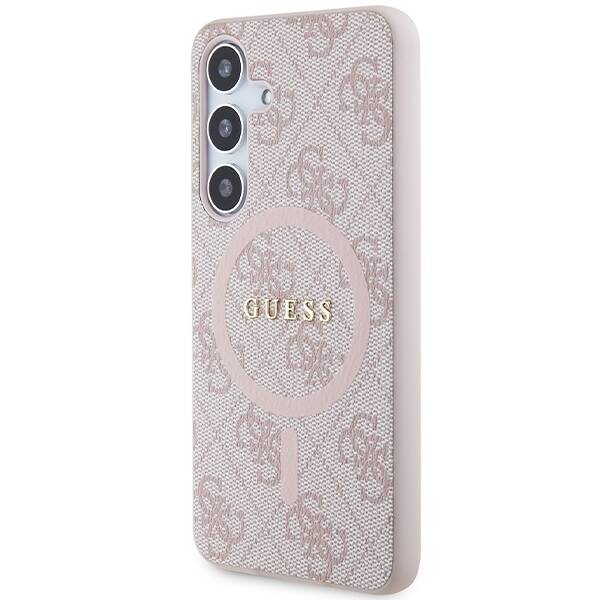 GUESS GUHMS24SG4GFRP S24 S921 PINK/PINK HARDCASE 4G COLLECTION LEATHER METAL LOGO MAGSAFE