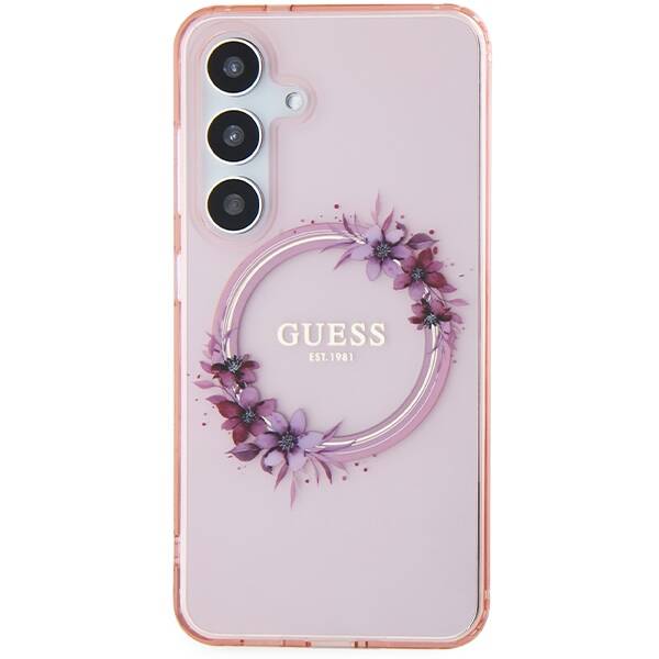 GUESS GUHMS24SHSHSHFWFCP S24 S921 PINK/PINK HARDCASE IML FLOWERS WREATH MAGSAFE