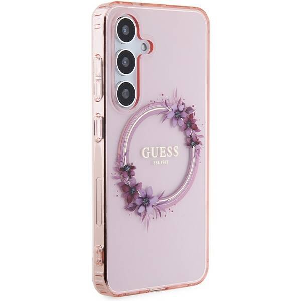 GUESS GUHMS24SHSHSHFWFCP S24 S921 PINK/PINK HARDCASE IML FLOWERS WREATH MAGSAFE