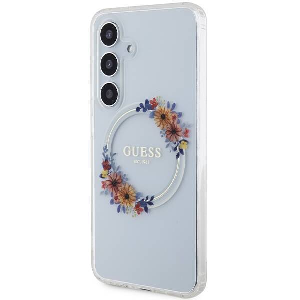 GUESS GUHMS24SHSHSHFWFCT S24 S921 TRANSPARENT/TRANSPARENT HARDCASE IML FLOWERS WRETH MAGSAFE