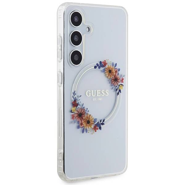 GUESS GUHMS24SHSHSHFWFCT S24 S921 TRANSPARENT/TRANSPARENT HARDCASE IML FLOWERS WRETH MAGSAFE