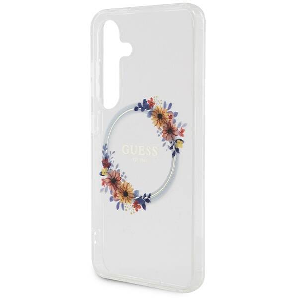 GUESS GUHMS24SHSHSHFWFCT S24 S921 TRANSPARENT/TRANSPARENT HARDCASE IML FLOWERS WRETH MAGSAFE