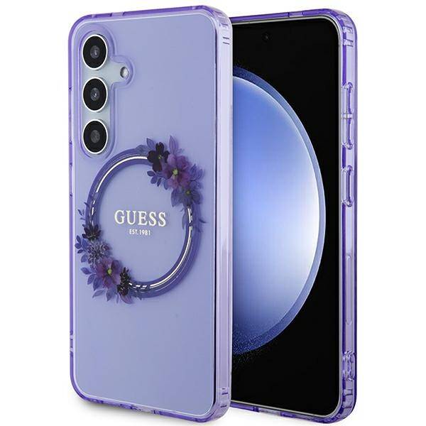 GUESS GUHMS24SHSHSHFWFCU S24 S921 PURPLE/PURPLE HARDCASE IML FLOWERS WRETH MAGSAFE