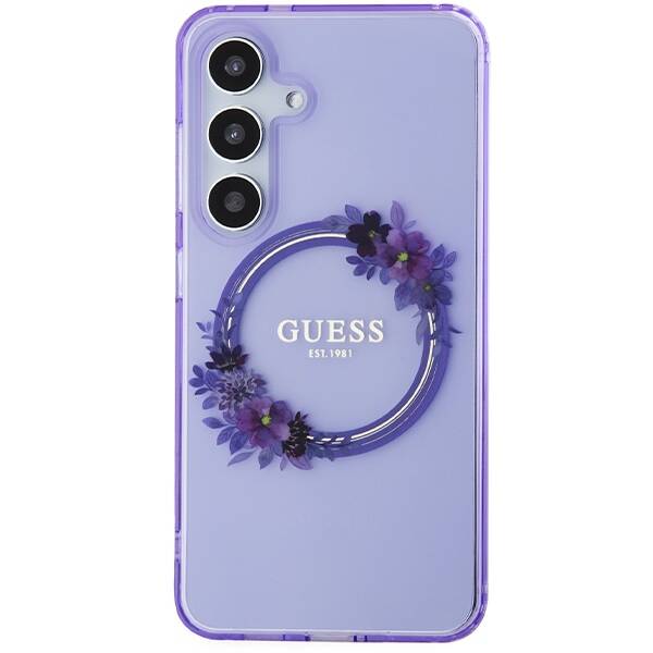 GUESS GUHMS24SHSHSHFWFCU S24 S921 PURPLE/PURPLE HARDCASE IML FLOWERS WRETH MAGSAFE