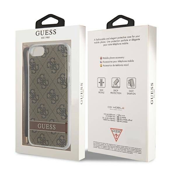 GUESS GUOHCI8H44 IPHONE SE 2022 / SE 2020 / 7/8 BROWN / BROWN HARDCASE 4G PRINT STRAP