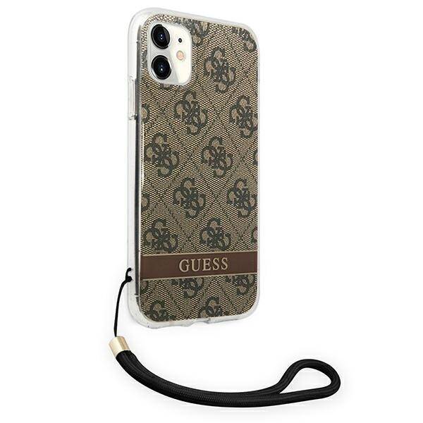 GUESS GUOHCN61H44 IPHONE 11 BROWN/BROWN HARDCASE 4G PRINT STRAP