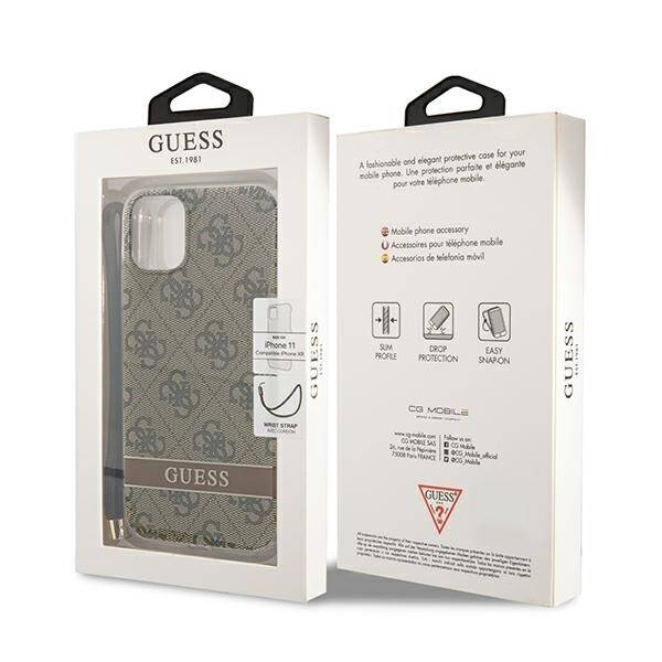 GUESS GUOHCN61H44 IPHONE 11 BROWN/BROWN HARDCASE 4G PRINT STRAP