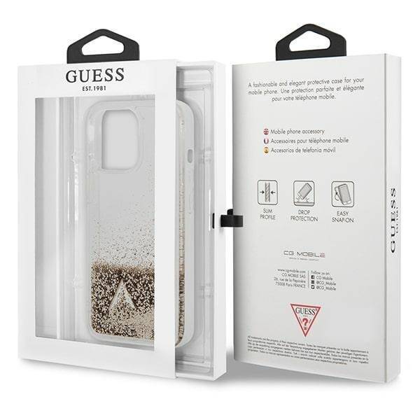 GUESS GUOHCP14LGLHFLGO IPHONE 14 PRO 6.1 "GOLD/GOLD HARDCASE GLITTER CHARMS