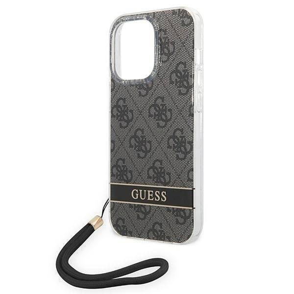 GUESS GUOHCP14LH4STK IPHONE 14 PRO 6.1 "BLACK/BLACK HARDCASE 4G PRINT STRAP