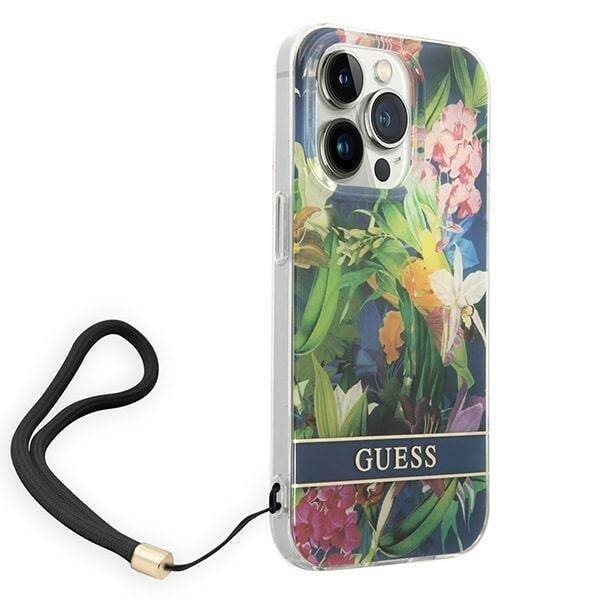 GUESS GUOHCP14LHFLSB IPHONE 14 PRO 6.1 "BLUE/BLUE HARDCASE FLOWER STAP