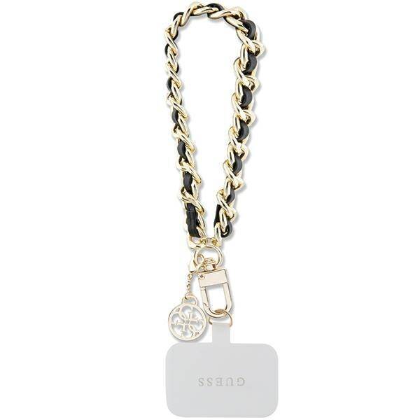 GUESS GUOUCHSAMC4K UNIVERSAL HAND STRAP BLACK/BLACK SAFFIANO CHAIN 4G CHARM