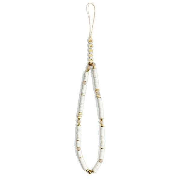 GUESS GUSTPEARW PHONE STRAP BIAŁY/WHITE HEISHI BEADS