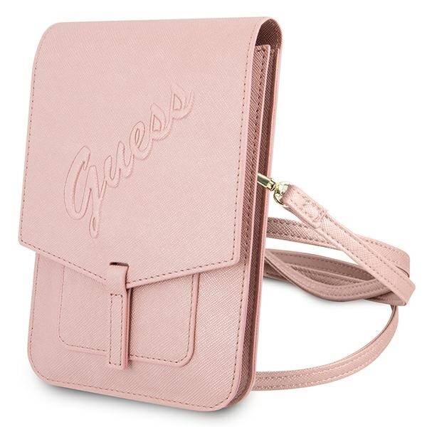 GUESS HANDBAG GUWBSAVSPI PINK /PINK SAFFIANO SCRIPT