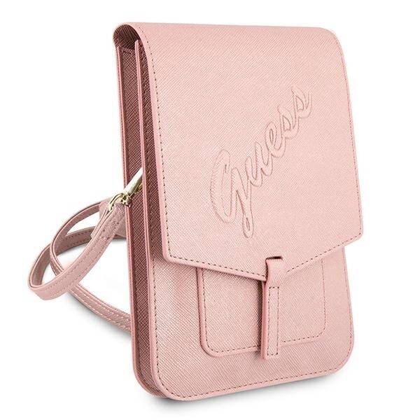 GUESS HANDBAG GUWBSAVSPI PINK /PINK SAFFIANO SCRIPT