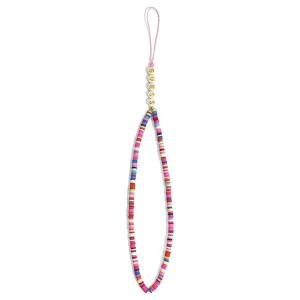 GUESS PENDANT GUSGGGP PHONE STRAP MULTI -COLORED PINK/MULTICOLOR PINK HEISHI BEADS