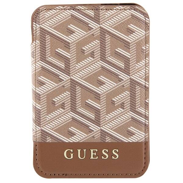 GUESS WALLET CARD SLOT GUWMSHGSEW MAGSAFE GCUBE STRIPE BRONZE/BROWN