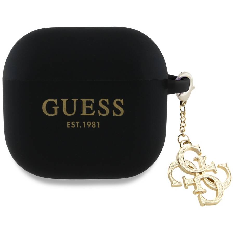 Guess GUA4LECG4K AirPods 4 cover          czarny/black Silicone 4G Charm