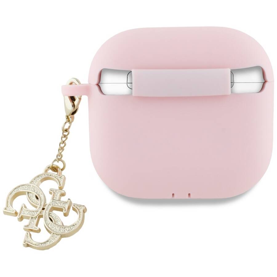 Guess GUA4LECG4P AirPods 4 cover          różowy/pink Silicone 4G Charm