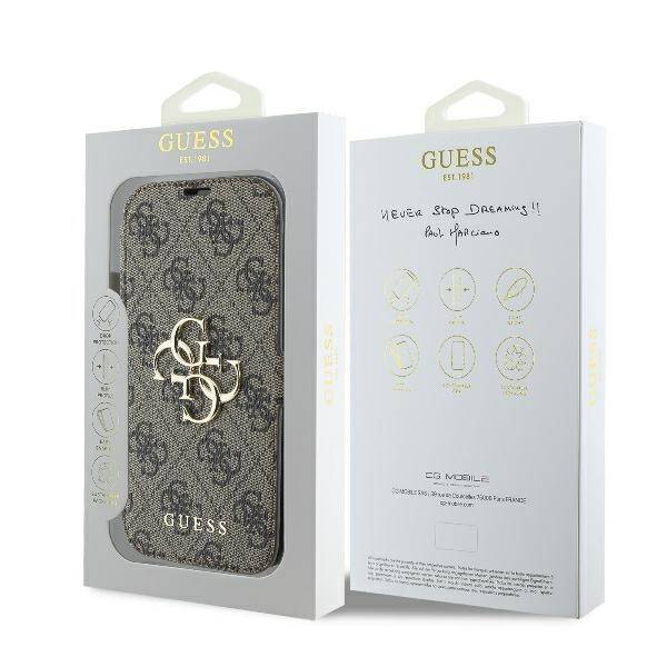 Guess GUBKP16S4GMGBR iPhone 16 6.1" brązowy/brown book 4G Metal Logo