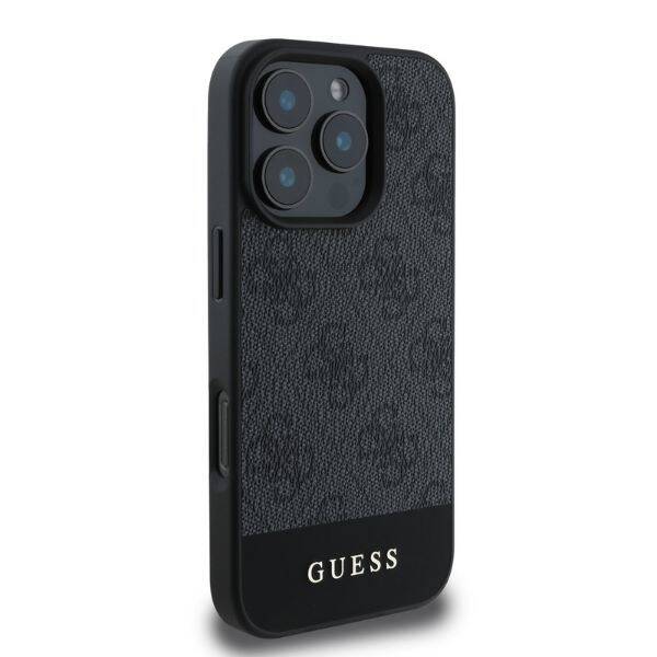 Guess GUHCP16LG4GLGR iPhone 16 Pro szary/grey HC PC/TPU 4G PU Bottom Stripe