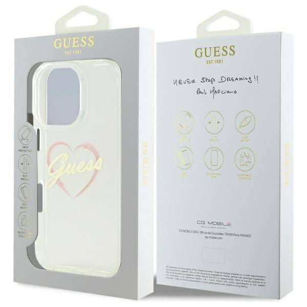 Guess GUHCP16LHCHGSPT iPhone 16 Pro 6.3" przeźroczysty/transparent hardcase IML Heart