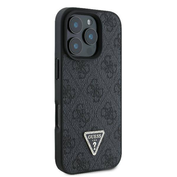 Guess GUHCP16LP4TDPK iPhone 16 Pro 6.3" czarny/black hardcase Leather 4G Triangle Strass MagSafe