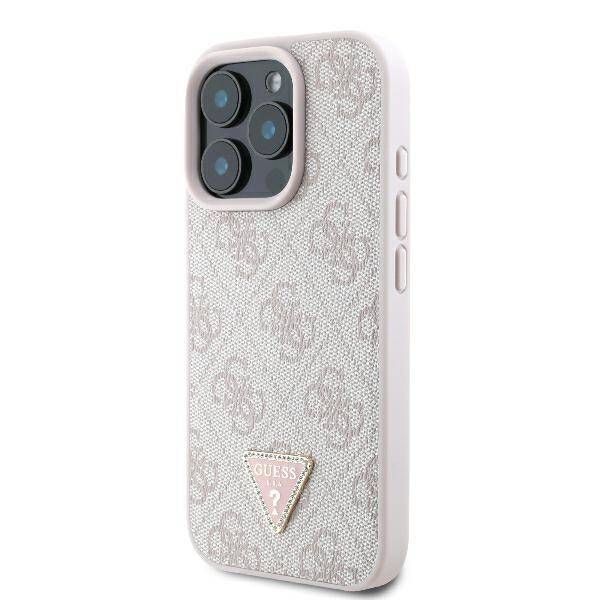 Guess GUHCP16LP4TDPP iPhone 16 Pro 6.3" różowy/pink hardcase Leather 4G Triangle Strass MagSafe