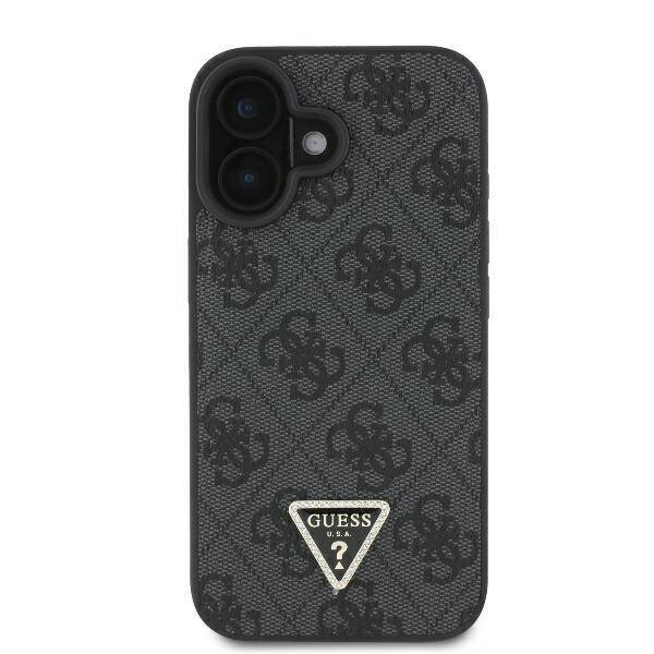 Guess GUHCP16MP4TDPK iPhone 16 Plus 6.7" czarny/black hardcase Leather 4G Triangle Strass MagSafe