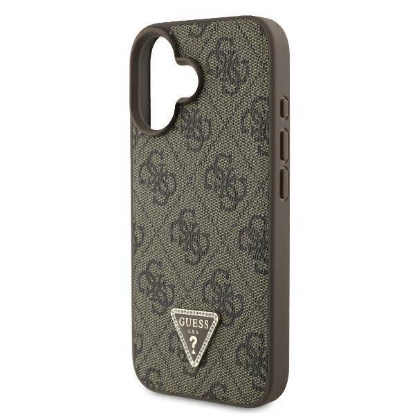 Guess GUHCP16MP4TDPW iPhone 16 Plus 6.7" brązowy/brown hardcase Leather 4G Triangle Strass MagSafe