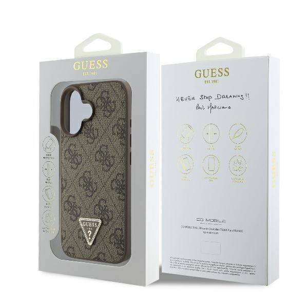 Guess GUHCP16MP4TDPW iPhone 16 Plus 6.7" brązowy/brown hardcase Leather 4G Triangle Strass MagSafe