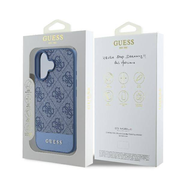 Guess GUHCP16SG4GLBL iPhone 16 6.1" niebieski/blue hardcase 4G Bottom Stripe