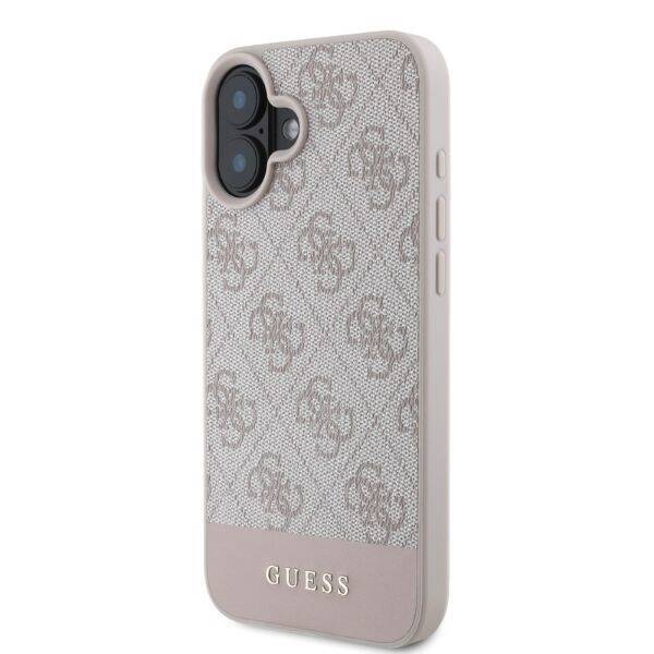 Guess GUHCP16SG4GLPI iPhone 16 różowy/pink HC 4G PU Bottom Stripe