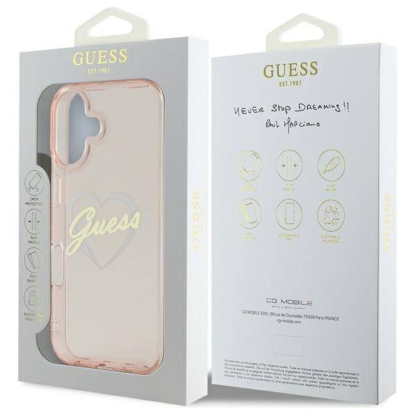 Guess GUHCP16SHCHGSPP iPhone 16 6.1" różowy/pink hardcase IML Heart