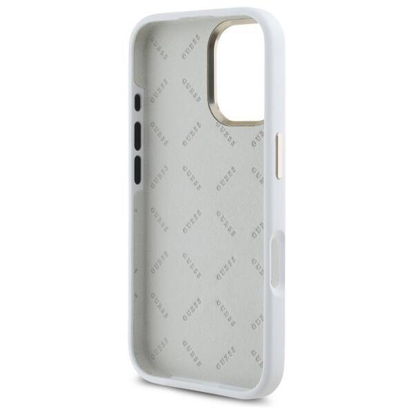 Guess GUHCP16SM4DGPH iPhone 16 6.1"       biały/white hardcase Silicone Logo Strass 4G