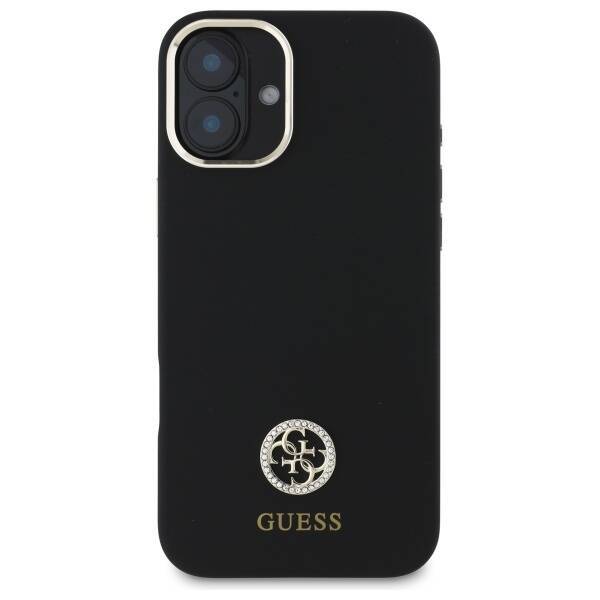 Guess GUHCP16SM4DGPK iPhone 16 6.1"       czarny/black hardcase Silicone Logo Strass 4G