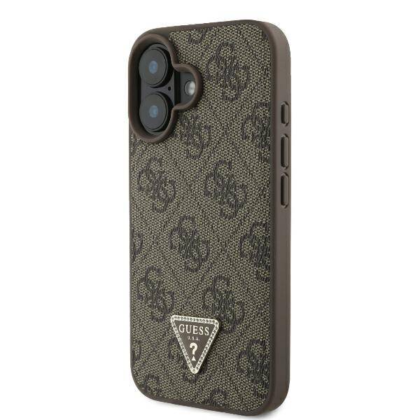 Guess GUHCP16SP4TDPW iPhone 16 6.1" brązowy/brown hardcase Leather 4G Triangle Strass MagSafe