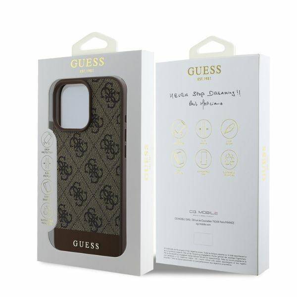 Guess GUHCP16XG4GLBR iPhone 16 Pro Max brązowy/brown HC PC/TPU 4G PU Bottom Stripe