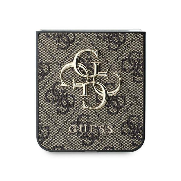 Guess GUHCZF64GMGBR Z Flip6 F741 brązowy/brown Leather 4G Metal Logo