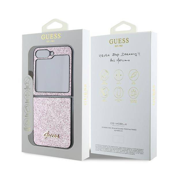 Guess GUHCZF6HGGSHP Z Flip6 F741 różowy/pink 4G Glitter Script