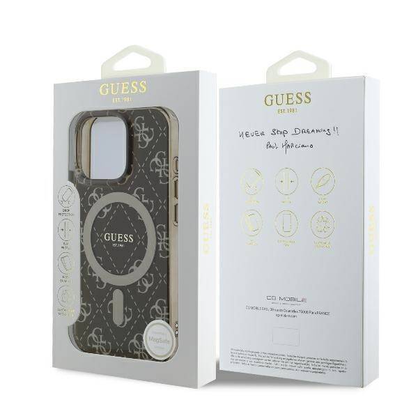 Guess GUHMP16LH4DTEW iPhone 16 Pro 6.3" brązowy/brown hardcase IML 4G Background MagSafe