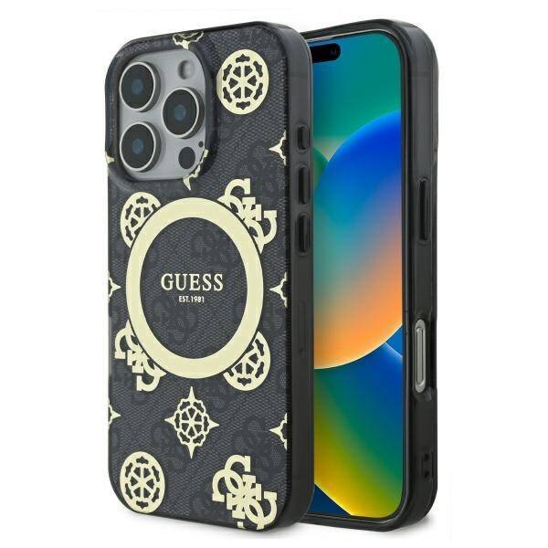 Guess GUHMP16LH4PYEEK iPhone 16 Pro 6.3"  czarny/black hardcase IML Peony On 4G Background MagSafe