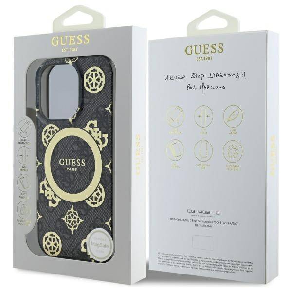 Guess GUHMP16LH4PYEEK iPhone 16 Pro 6.3"  czarny/black hardcase IML Peony On 4G Background MagSafe