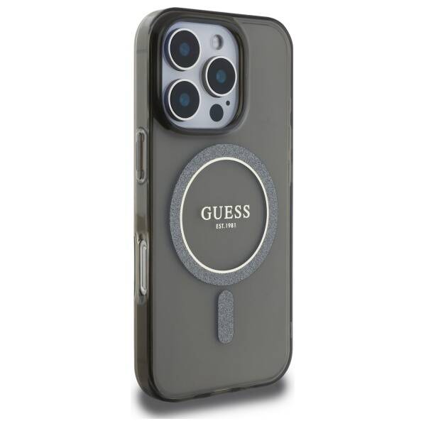 Guess GUHMP16LHFGEREK iPhone 16 Pro 6.3"  czarny/black hardcase IML Glitter Circle MagSafe