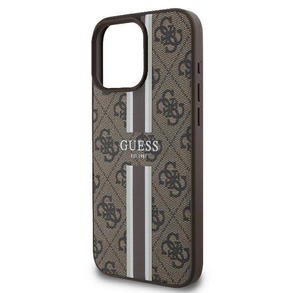 Guess GUHMP16LP4RPSW iPhone 16 Pro 6.3" brązowy/brown hardcase 4G Printed Stripes MagSafe