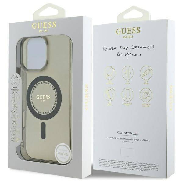 Guess GUHMP16LPFTDTEK iPhone 16 Pro 6.3" czarny/black hardcase IML Rhinestones MagSafe