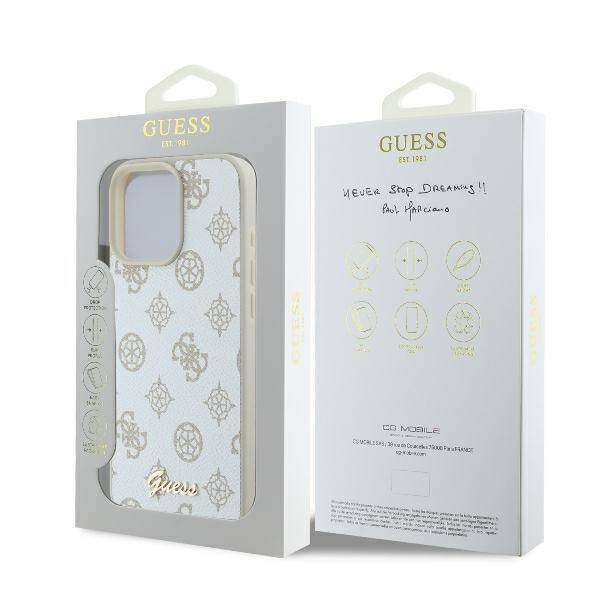 Guess GUHMP16LPGPYSH iPhone 16 Pro 6.3" biały/white hardcase Peony Script Logo MagSafe