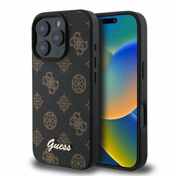 Guess GUHMP16LPGPYSK iPhone 16 Pro czarny/black HC MagSafe PU Peony Script