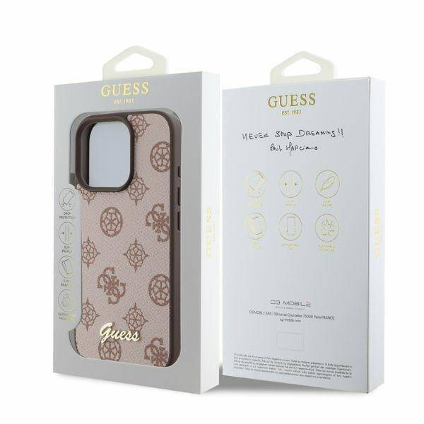 Guess GUHMP16LPGPYSW iPhone 16 Pro brązowy/brown HC MagSafe PU Peony Script