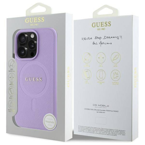 Guess GUHMP16LPSAHMCU iPhone 16 Pro 6.3"  fioletowy/purple hardcase Saffiano MagSafe